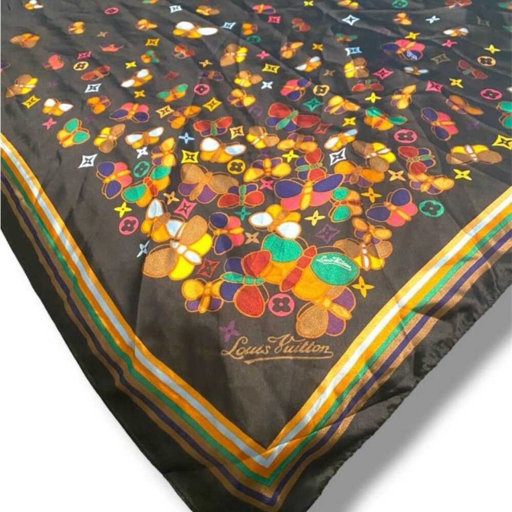 Louis Vuitton multicolor silk butterfly scarf-Takashi Murakami Collaboration - Picture 6 of 7
